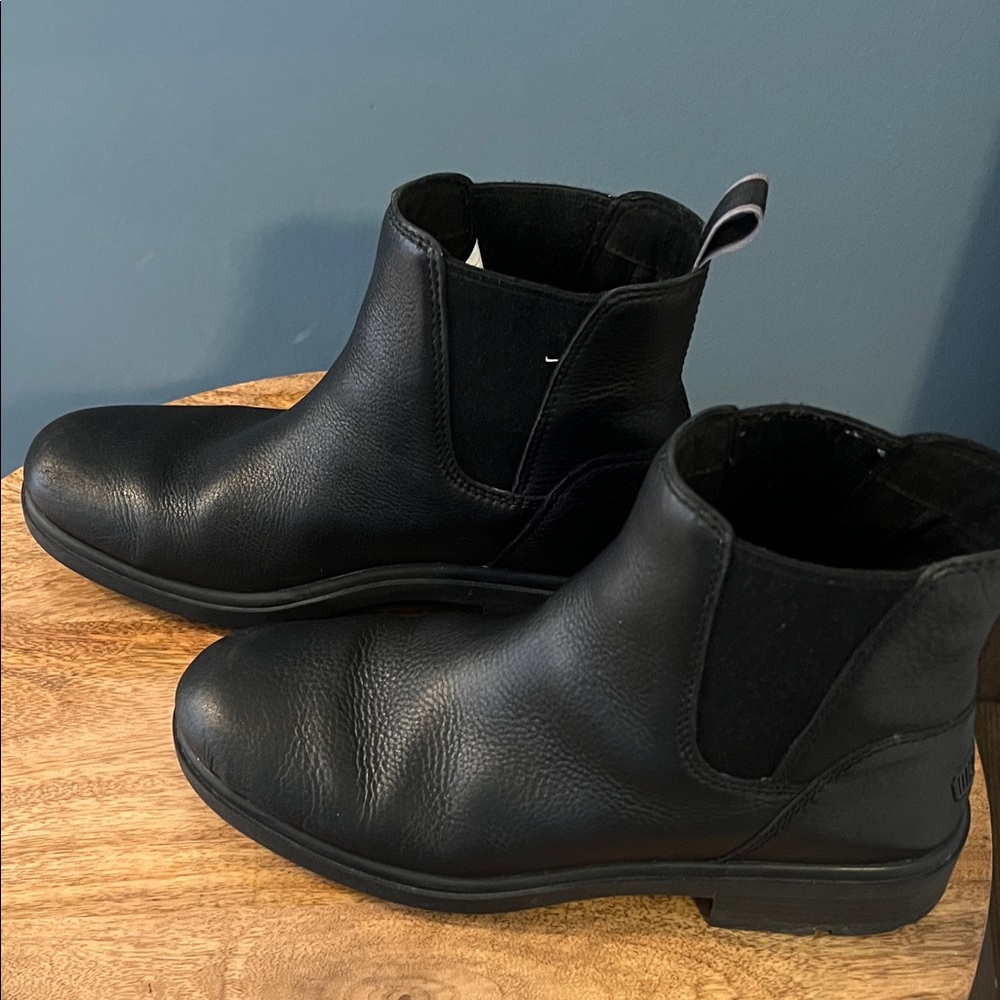 UGG Black Leather Ankle Boots - Picture 2 of 6